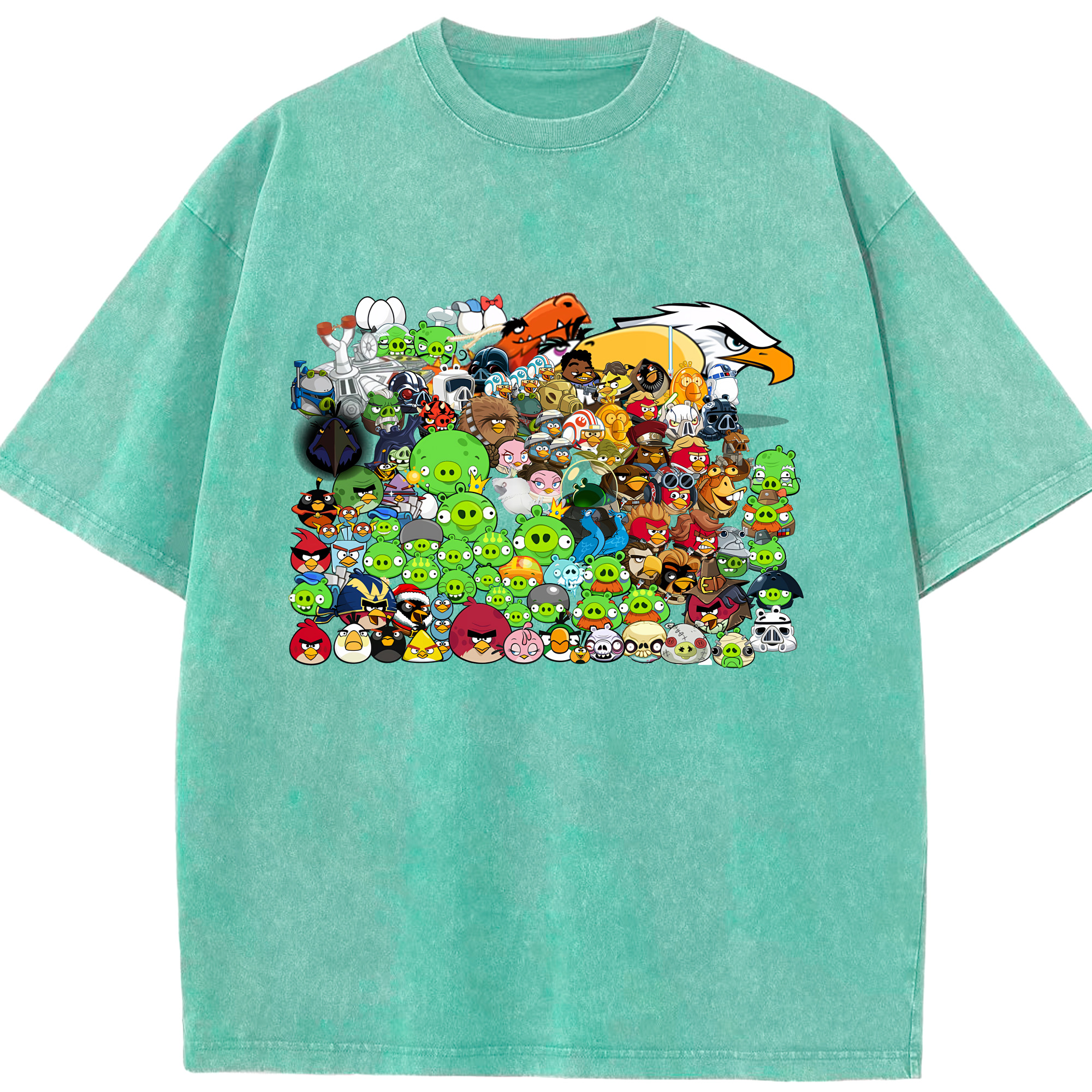 （画像用） Angry Birds アングリーバード 綿100% ヴィンテージ風 半袖Tシャツ（フロントプリント）